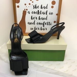 Kate Spade Black Square Toed sling back heels